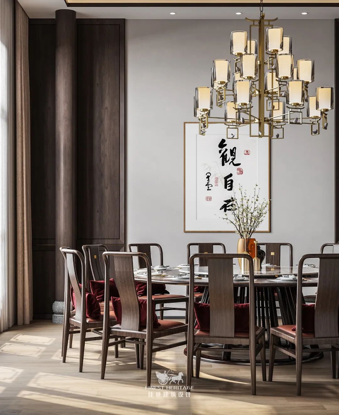 佳世大宅设计丨1200㎡ 中式美学，风雅自在（上）设计案例