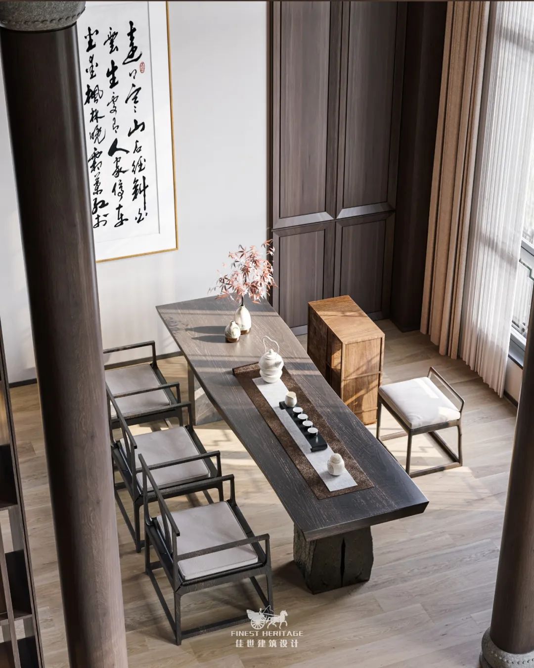 佳世大宅设计丨1200㎡ 中式美学，风雅自在（上）设计案例