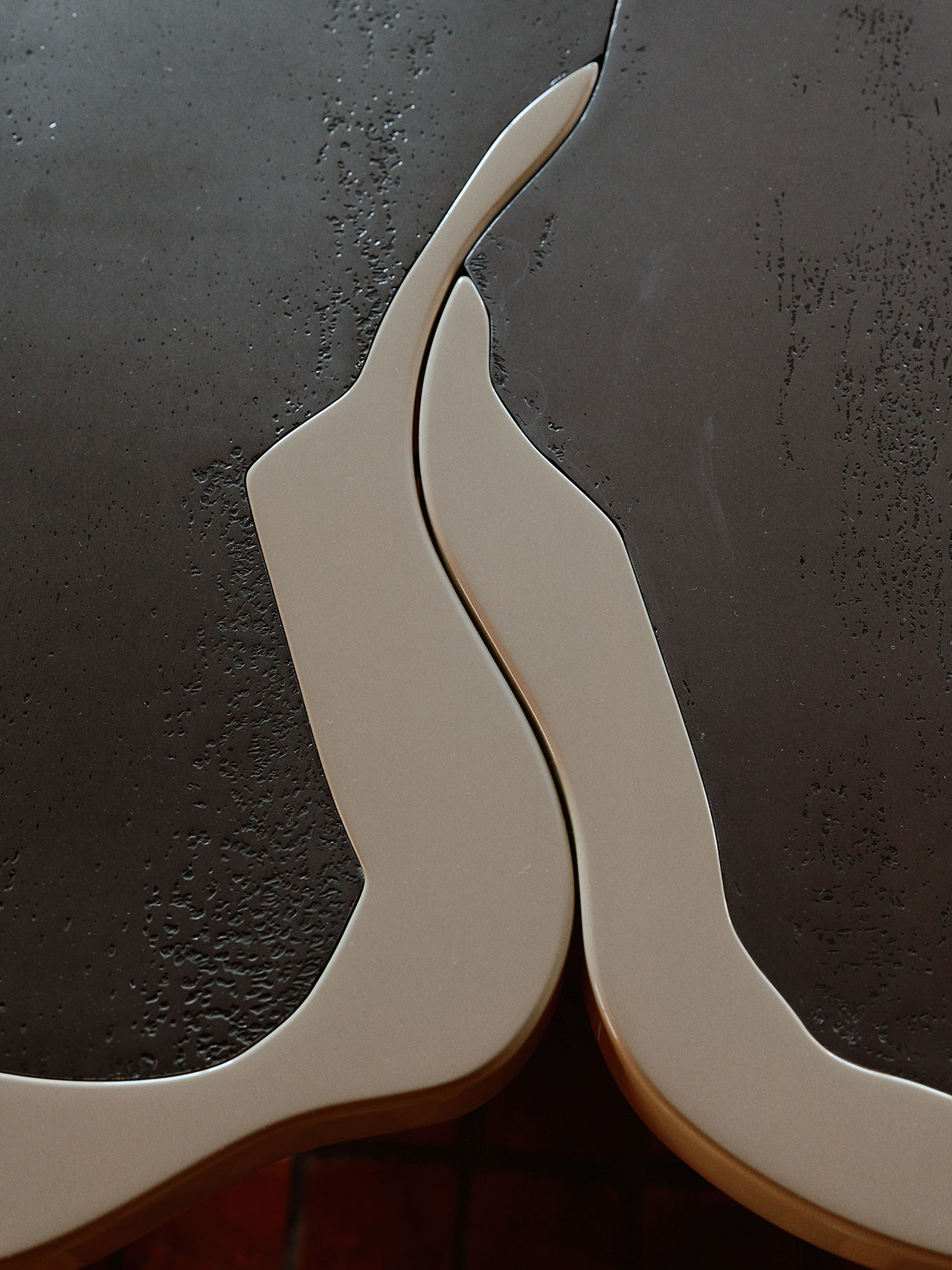 Interlocking tables designed by Hugo Toro and crafted by Atelier Boutin. Photography by William Jess Laird.